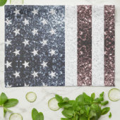 Rustic Red White Blue Sparkles USA vlag Theedoek (Gevouwen)