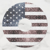 Rustic Red White Blue Sparkles USA vlag Wijnglaslabel (Voorkant)