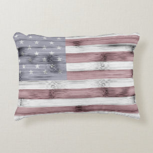 Rustic Red White Blue Wood USA vlag Amerika Accent Kussen