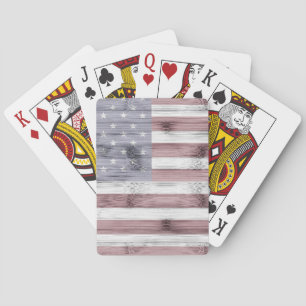 Rustic Red White Blue Wood USA vlag Amerika Pokerkaarten