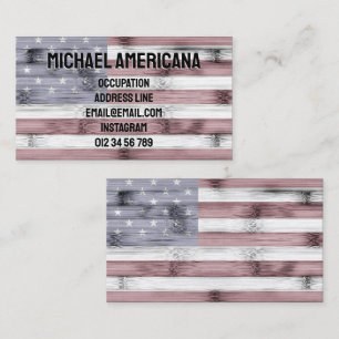 Rustic Red White Blue Wood USA vlag Amerika Visitekaartje