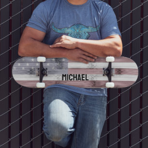 Rustic Red White Blue Wood USA vlag Amerikaanse na Skateboard