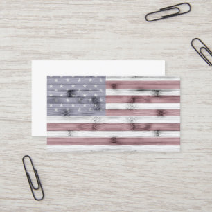 Rustic Red White Blue Wood USA vlag Visitekaartje