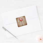 Rustic Red Wine Glass 70th Birthday Vierkante Sticker (Envelop)