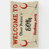 Rustic Red Wine Glass 80th Birthday Party Spandoek (Verticaal)