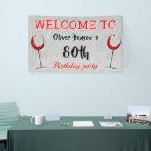 Rustic Red Wine Glass 80th Birthday Party Spandoek (Beurs)