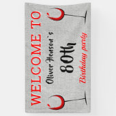 Rustic Red Wine Glass 80th Birthday Party Spandoek (Verticaal)