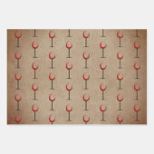 Rustic Red Wine Glass Script 60th Birthday Gift Inpakpapier Vel (Voorkant 3)