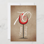 Rustic Red Wine Glass Script 70th Birthday Kaart (Voorkant)