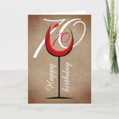 Rustic Red Wine Glass Script 70th Birthday Kaart (Voorkant)