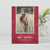 Rustic Red Winter Kerstfoto Feestdagenkaart (Staand voorkant)