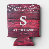 Rustic Red Wood String Lights Blikjeskoeler (Achterkant)