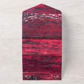 Rustic Red Wood String Lights Wedding All In One Uitnodiging (Buitenkant)