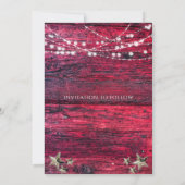 Rustic Red Wood String Lights Wedding Save The Date (Achterkant)