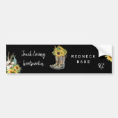 Rustic Rednek Babe Sunflower Monogram Bumpersticker (Voorkant)