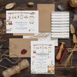 Rustic Reel Fun Gevist Baby shower Dank u Bedankkaart