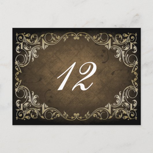 Rustic Regal Ornamental Brown and Gold Wedding Briefkaart (Voorkant)