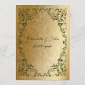 Rustic Regal Ornamental Green and Gold Wedding Menu (Achterkant)