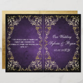 Rustic Regal Ornamental Paars and Gold Wedding (Voorkant / Achterkant)