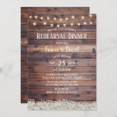 Rustic Rehearsal Dinner Baby's Breath String Light Kaart (Voorkant / Achterkant)