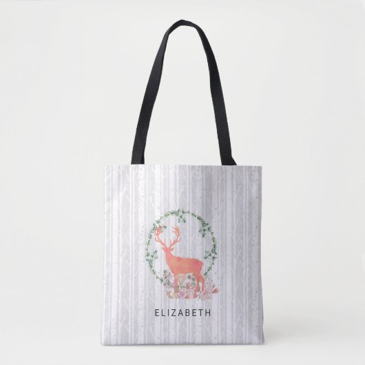 Rustic Reindeer Boho Waterverf Aangepast Draagtas (Voorkant)