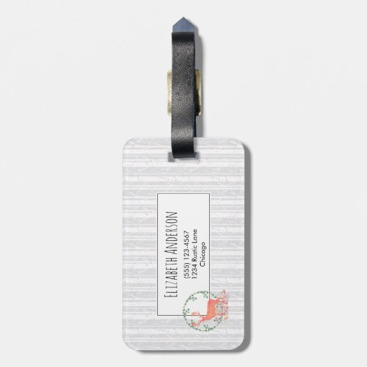 Rustic Reindeer Boho Waterverf Aangepast monogram Bagagelabel (Achterkant verticaal)