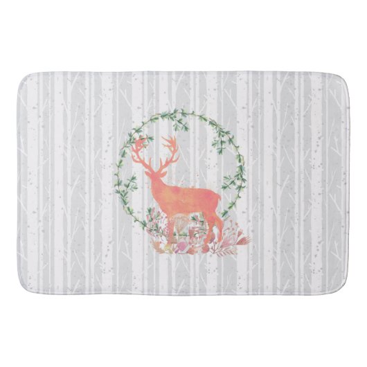 Rustic Reindeer Boho Waterverf Badmat (Voorkant)