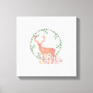 Rustic Reindeer Boho Waterverf Canvas Afdruk