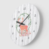 Rustic Reindeer Boho Waterverf Grote Klok (Hoek)