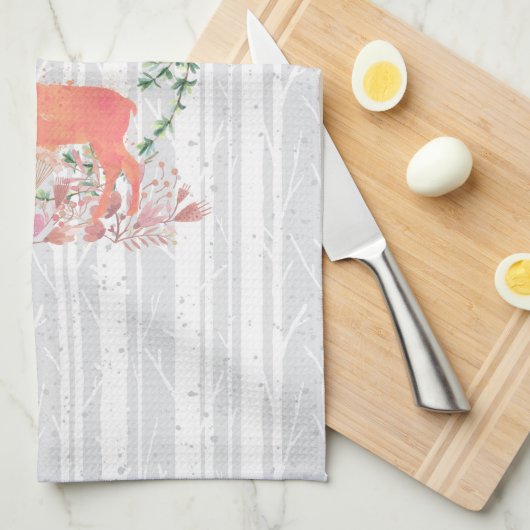 Rustic Reindeer Boho Waterverf Theedoek (Quarter Fold)