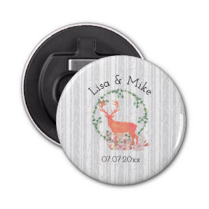 Rustic Reindeer Boho Waterverf Wedding Button Flesopener