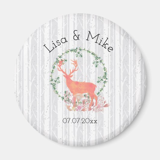 Rustic Reindeer Boho Waterverf Wedding Magneet (Voorkant)