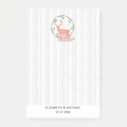 Rustic Reindeer Boho Waterverf Wedding Post-it® Notes (Voorkant)