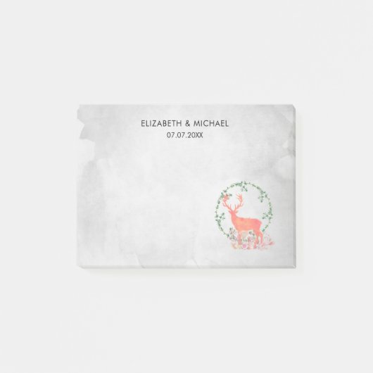 Rustic Reindeer Boho Waterverf Wedding Post-it® Notes (Voorkant)