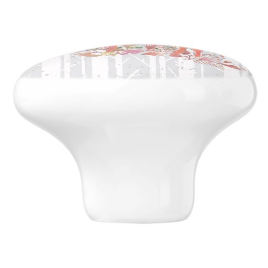 Rustic Reindeer Boho Wreath Waterverf Keramische Knop (Zijkant)