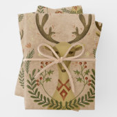 Rustic Reindeer Folk Art  Inpakpapier Vel (In situ)
