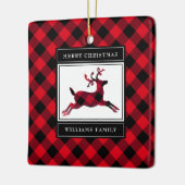 Rustic Reindeer Red Buffalo Pset Merry Kerstmis Keramisch Ornament (Links)