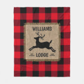 Rustic Reindeer Red Buffalo Spelnaam Flee Fleece Deken (Voorkant)