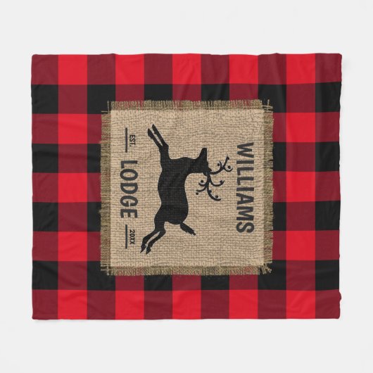 Rustic Reindeer Red Buffalo Spelnaam Flee Fleece Deken (Voorkant (Horizontaal))