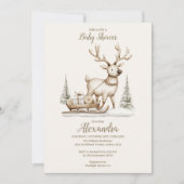Rustic Reindeer Winter Baby Shower Kaart (Voorkant)