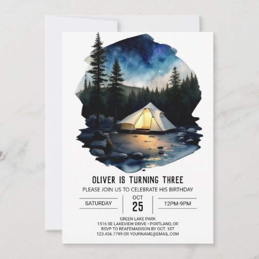 Rustic Retreat Kinderen Verjaardagsuitnodiging Kaart (Voorkant)