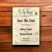 Rustic Retro 50s Oude bruiloft sparen de Datum Kaart
