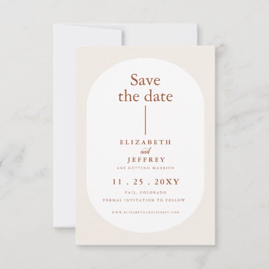 Rustic Retro Boho Rust Terracotta Save the Date Aankondiging (Voorkant)