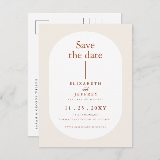 Rustic Retro Boho Rust Terracotta Save the Date Aankondigingskaart (Voorkant / Achterkant)