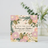 Rustic Retro Floral Canvas Foto opslaan Datum Save The Date (Staand voorkant)