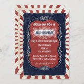 Rustic Retro Invitations Vintages 4 juillet (Devant / Derrière)