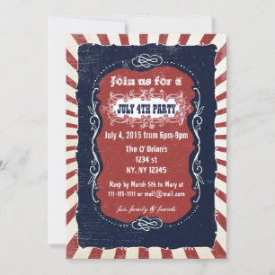 Rustic Retro Invitations Vintages 4 juillet
