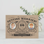Rustic Retro Kinder Photo Wedding Invitations Kraf Kaart (Staand voorkant)