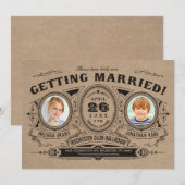 Rustic Retro Kinder Photo Wedding Invitations Kraf Kaart (Voorkant / Achterkant)
