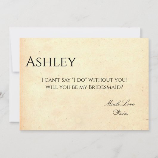  Rustic Retro Old Elegant Bridesmaid Card Kaart (Achterkant)